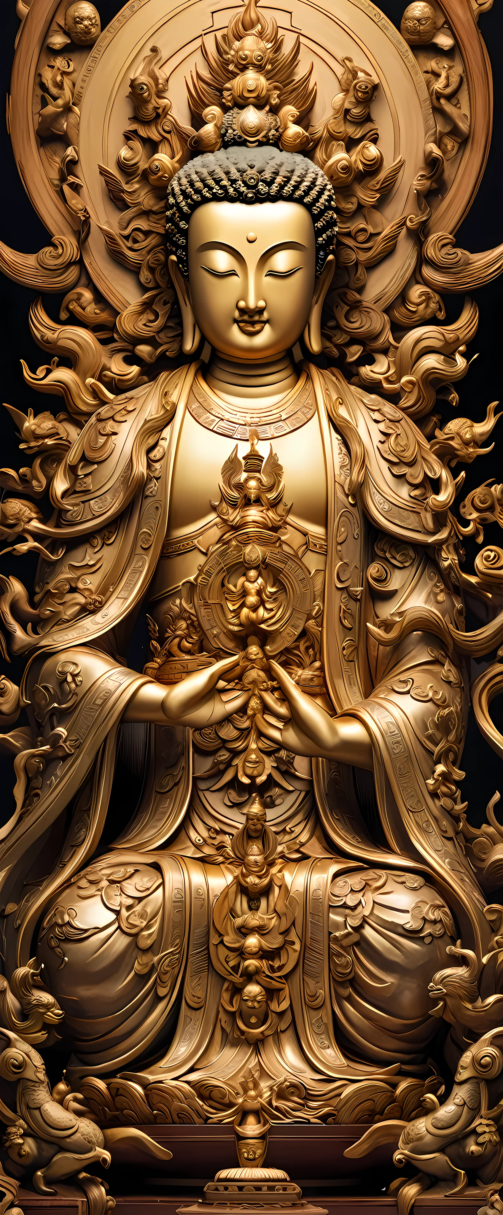 SFW Generation, Buddha Statue, Ultra-high precision, Highest quality, Highest quality, Highest Resolution, Yakushi Nyorai and the 12 Heavenly Generals, Wooden carving,
