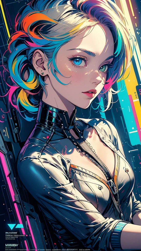 (((masterpiece, highest quality))),(((solo:1.2))),(((1girl:1.2))),32k wallpaper, very detailed, poster, vintage science fiction,(((((geometric cinematic movie poster))))), (bauhaus), shape,(((abstract))),(mid century modern),movie poster,(((((portfolio))))),(((((Close-up))))),(((((bust up))))),((((more various angle)))),(((highlight))),Vast landscape,((((heterochromia)))),(((complete. detailed face))),(((Extremely talented))),(((most complecated machine))),((((Colorful color scheme))))