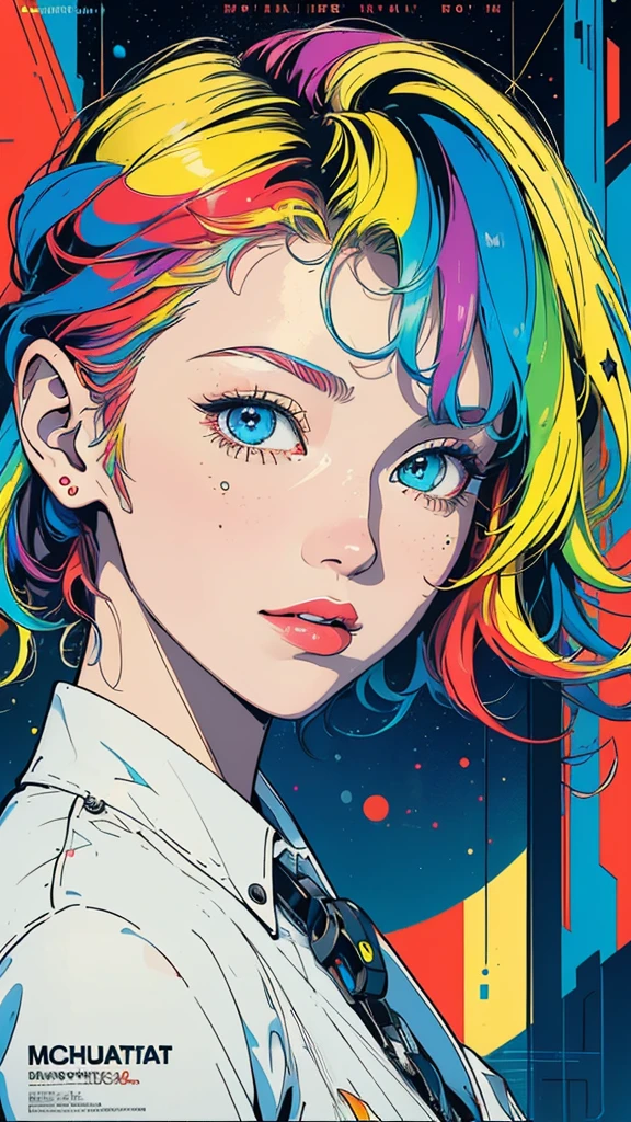 (((masterpiece, highest quality))),(((solo:1.2))),(((1girl:1.2))),32k wallpaper, very detailed, poster, vintage science fiction,(((((geometric cinematic movie poster))))), (bauhaus), shape,(((abstract))),(mid century modern),movie poster,(((((portfolio))))),(((((Close-up))))),(((((bust up))))),((((more various angle)))),(((highlight))),Vast landscape,((((heterochromia)))),(((complete. detailed face))),(((Extremely talented))),(((most complecated machine))),((((Colorful color scheme))))