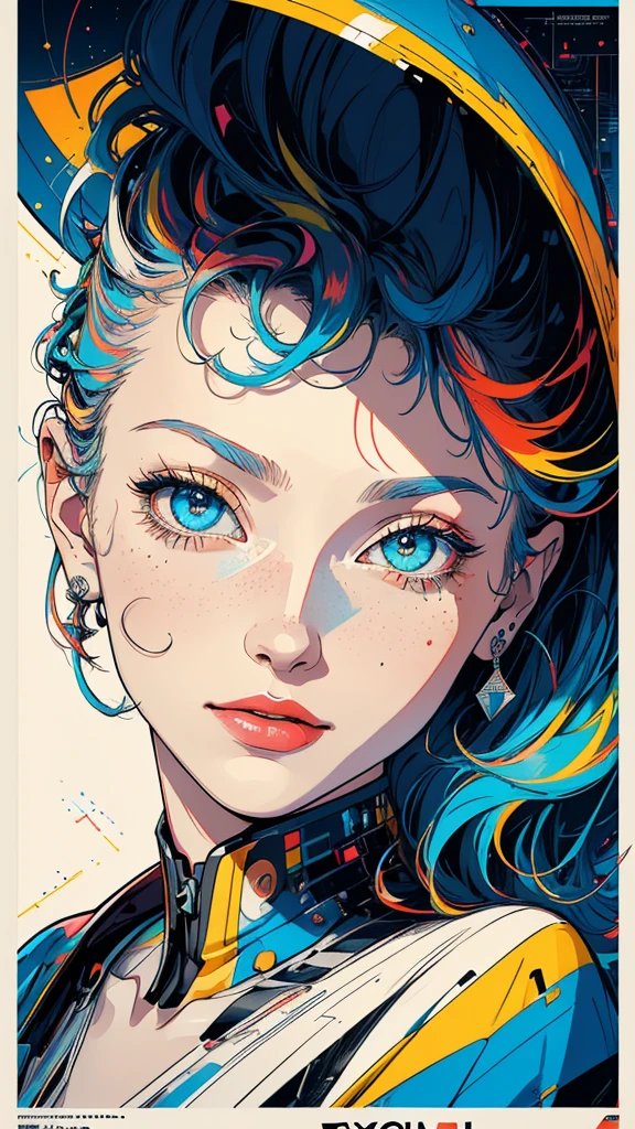 (((masterpiece, highest quality))),(((solo:1.2))),(((1girl:1.2))),32k wallpaper, very detailed, poster, vintage science fiction,(((((geometric cinematic movie poster))))), (bauhaus), shape,(((abstract))),(mid century modern),movie poster,(((((portfolio))))),(((((Close-up))))),(((((bust up))))),((((more various angle)))),(((highlight))),Vast landscape,((((heterochromia)))),(((complete. detailed face))),(((Extremely talented))),(((most complecated machine))),((((Colorful color scheme))))