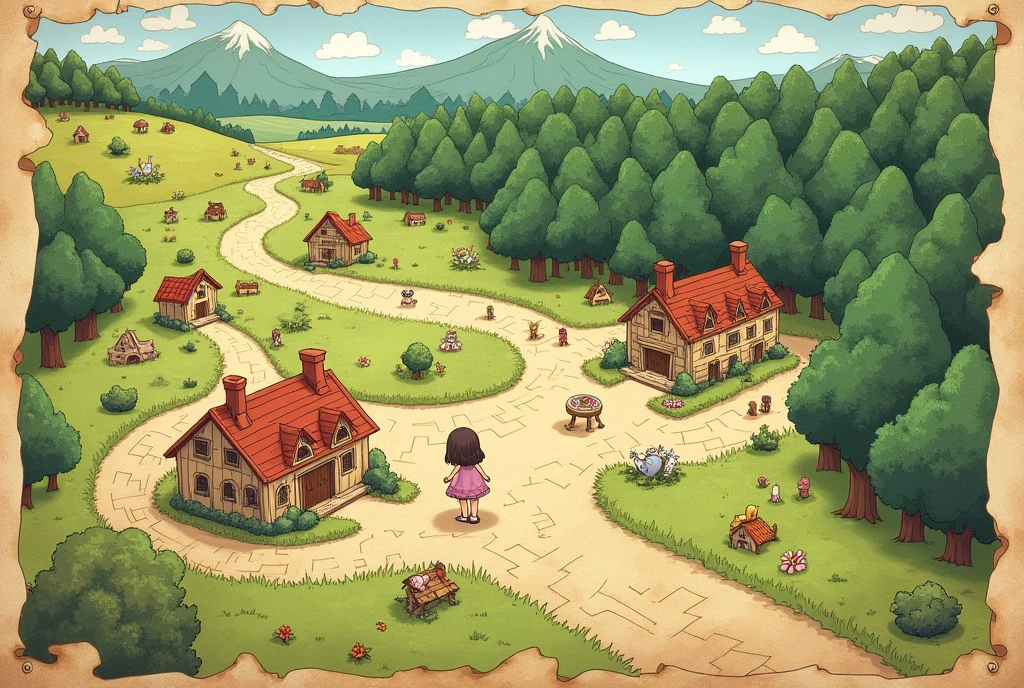 Lily made a map to get from the village to the forest