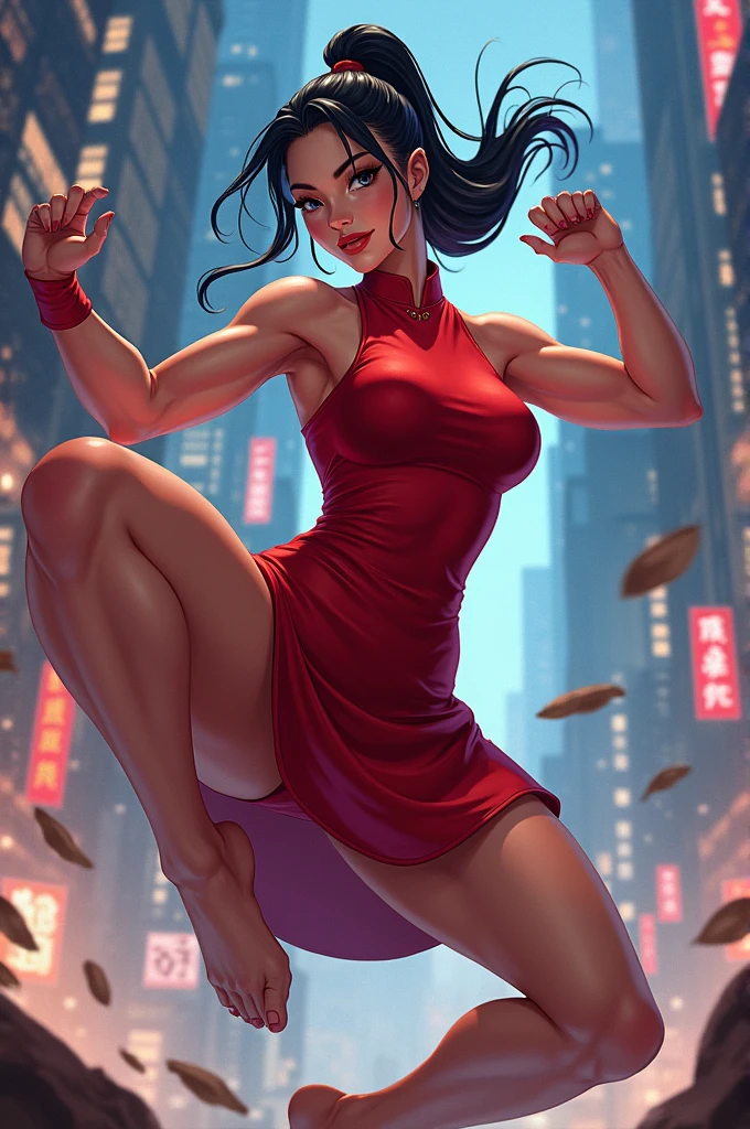 Create Chun Li character with sexy figure while take action
