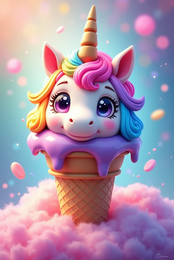 Ice cream cone color of rainbow  unicorn fase 