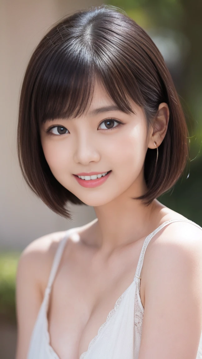 Naruse is going to take over the world、(masterpiece)、(Highest quality:1.5)、(Photorealistic:1.2)、(Surreal), (High resolution), (Realistic), (Post-processing),(Sharp focus), Sharp focus:1.2,Backlight, (Improvement of quality:1.4), (Narrow waist)、((Perfectly detailed five-fingered hands)),(Anatomically correct body)、((1 female:1.4))、Japanese、Realistic Skin、(Small chest:1.4)、Bust size is A cup、A pretty woman with a slender figure:1.4,(from the front:1.5), (Enhances the beauty of skin texture:1.1),No makeup、美しいBlack Hair、smile、Natural color lip、(Small Mouth:1.4)、The mouth is not open、Thick lips、(Oval Face)、Even bangs、Hide eyebrows with bangs、((3 woman))、Bob Hair、Hair blowing in the wind, (Black Hair, Iris, Watery eyes, Shining Eyes, Bob cut hair,), Hair behind the ear、No makeup、(Drooping eyes)、(((One lovely woman)),((優しい大きなsmile)),(( Small breasts,Small breastsの谷間)),((((Plump Cheeks)))),very cute,(Baby Face),Raccoon face,