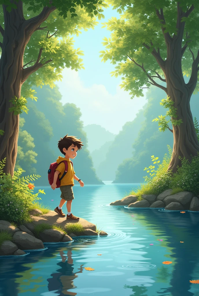 A boy in lakes