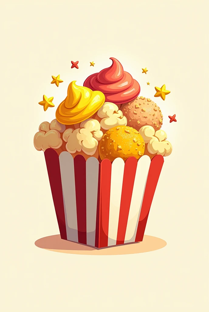 create a popcorn logo, with different toppings like: lemon, Mantequilla, Sweet, starch.
With the name: crispesabor
