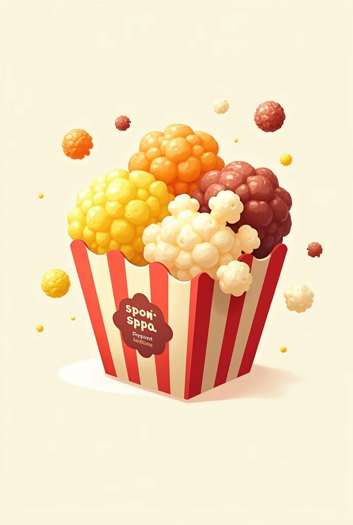 create a popcorn logo, with different toppings like: lemon, Mantequilla, Sweet, starch.
With the name: crispesabor