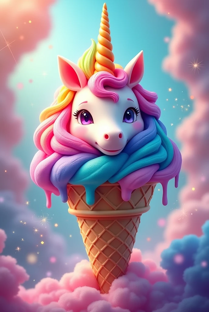 Ice cream cone color of rainbow unicorn fase