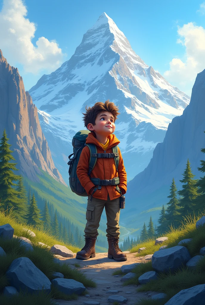 A boy in mountain places