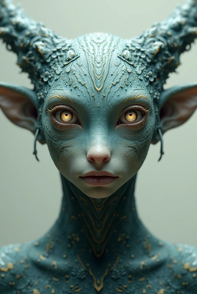 Front face of a symmetrical fantastic character that is not an ada