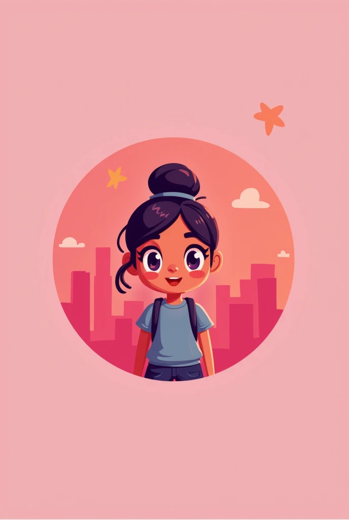 Girl of city MOBILE GAME LOGO
Circle, pink color 
