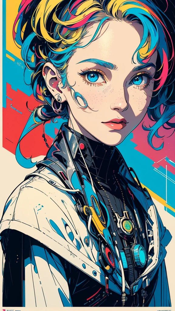 (((masterpiece, highest quality))),(((solo:1.2))),(((1girl:1.2))),32k wallpaper, very detailed, poster, vintage science fiction,(((((geometric cinematic movie poster))))), (bauhaus), shape,(((abstract))),(mid century modern),movie poster,(((((portfolio))))),(((((Close-up))))),(((((bust up))))),((((more various angle)))),(((highlight))),Vast landscape,((((heterochromia)))),(((complete. detailed face))),(((Extremely talented))),(((most complecated machine))),(((Colorful color scheme)))