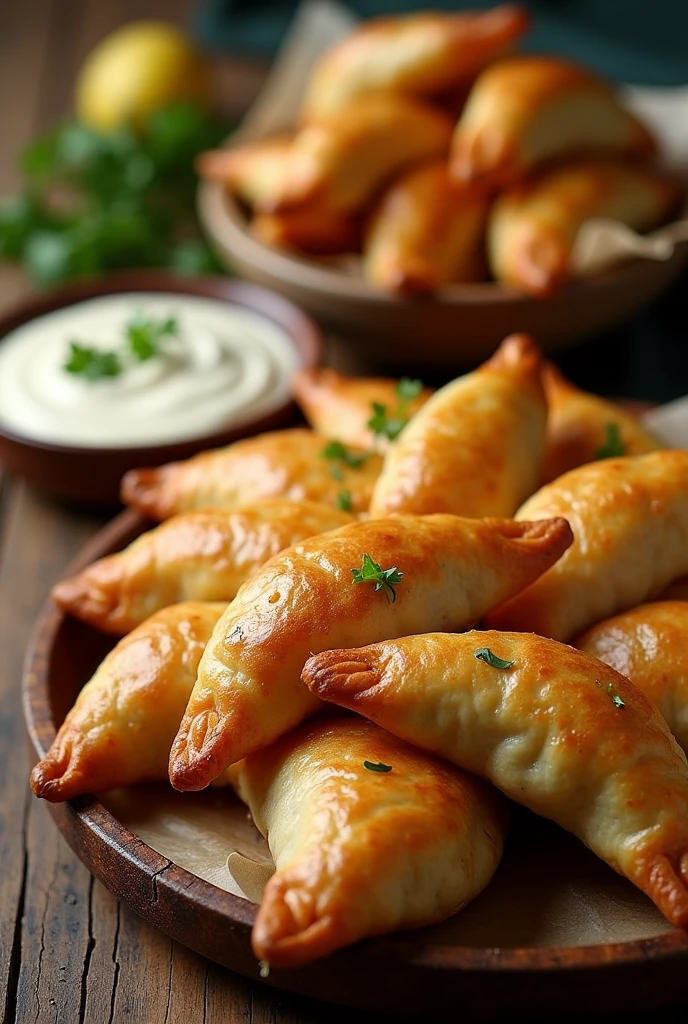Image of Colombian corn empanadas accompanied by tartar sauce 