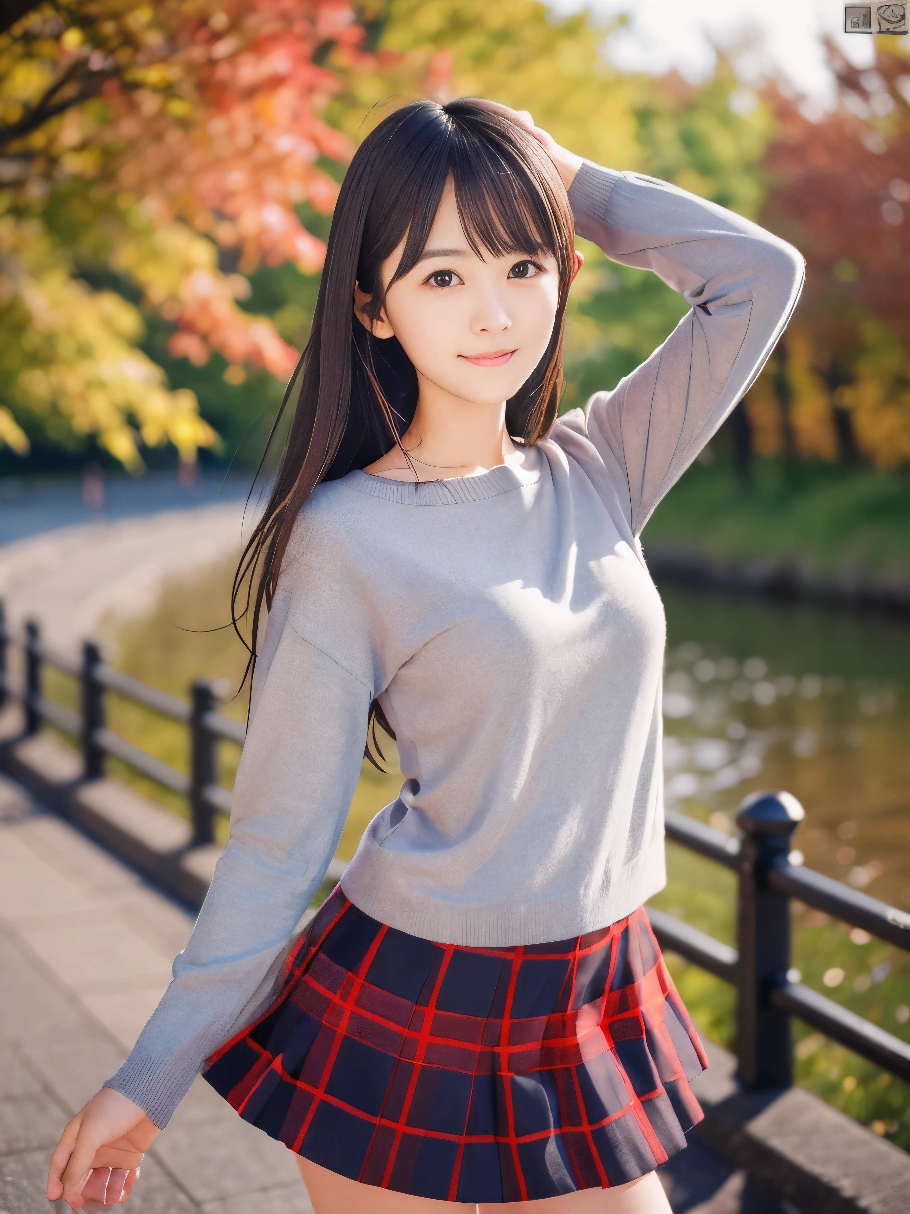 (Close up face shot of one slender small breasts dark silver long hair with swept bangs girl in a long sleeves shirt and sweater and skirt:1.5)、(One girl is dancing with happy smile on the dart road near the lake and big waterfall in Japan:1.5)、(Beautiful autumn red leaves and mountain view:1.5)、(Natural light:1.5)、(8k ultra detailed master piece:1.5)、(perfect anatomy:1.5)、(Photorealistic stick:1.5)、(Raw photo:1.3)、(highest quality:1.5)、(High resolution:1.3)、(Delicate and beautiful perfect face:1.3)、(Delicate and beautiful eye air skin:1.3)、(Real Human Skin:1.3)、((thin legs))
