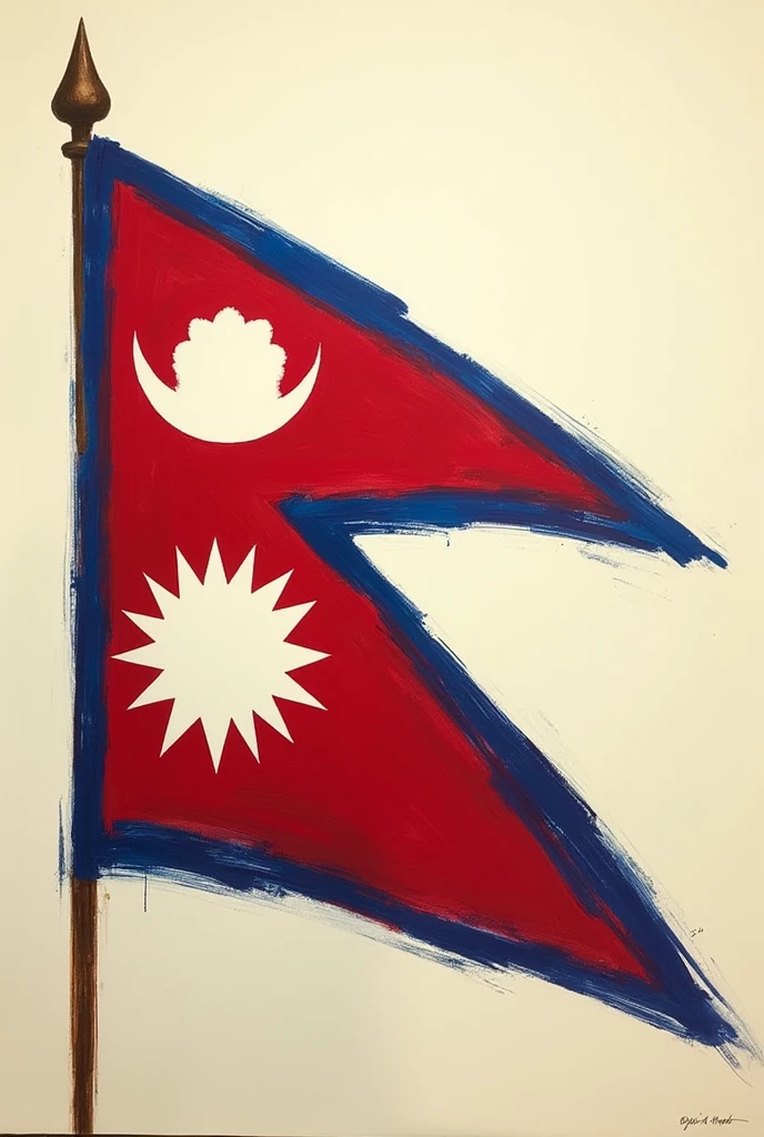 Nepal flag under which the voice of nepal written in nepali language like