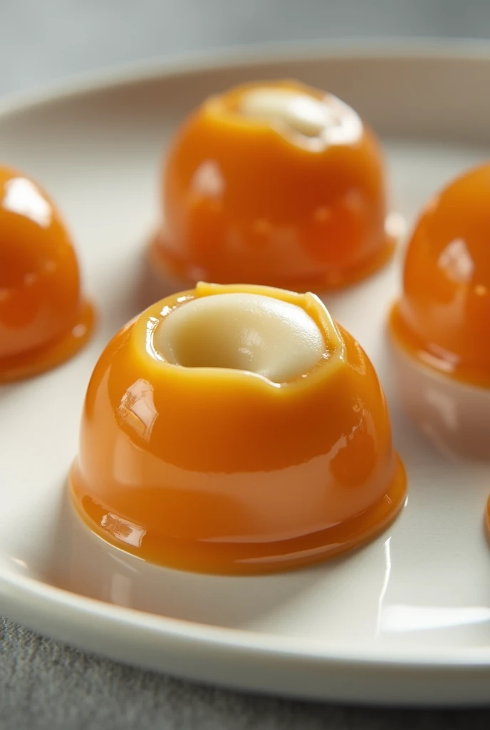 Fresh cheese stuffed with caramel 