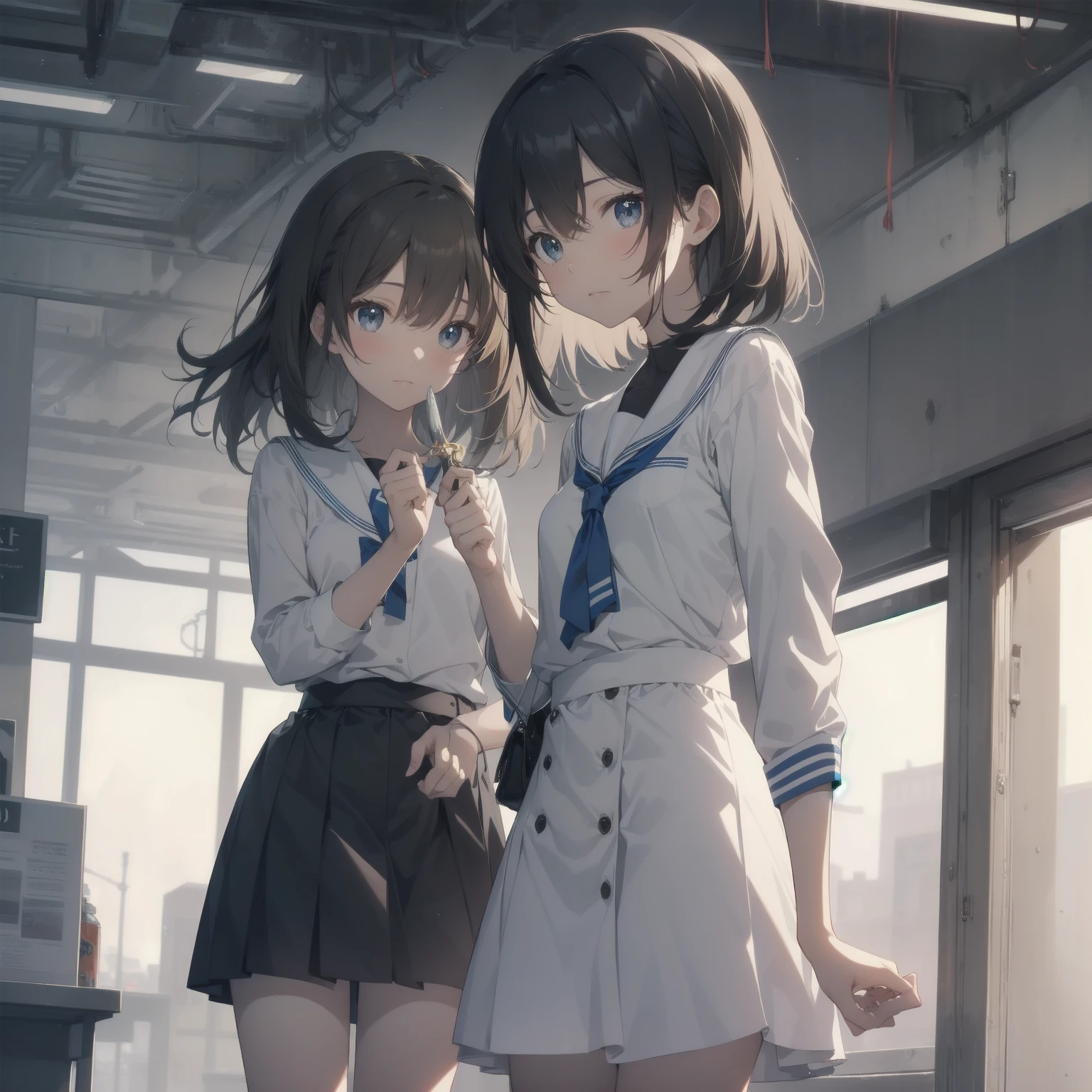 ultra-absurdres-Top quality by artist God, ultra-detailed, high resolution, anime moe artstyle, best anime 8k konachan wallpaper, pixiv contest winner, pool:2810, perfect anatomy,break, 1girl, (Please draw a girl walking sleepily to school alone. )break,(Solo,little female,15yo:1.3),Full limbs, ,a junior high school student, (very short hair), short cut, flat chest, , small butt, small black eyes, beautiful detailed eyes, well-proportioned iris and pupils, expressive eyes, highres detailed hair, soft expression, salor school_uniform, sailor collar, serahuku, bow, pleated skirt,(Detailed Lighting), (Detailed background), in the School commute route. break,super detailed skin, Best cinematic lighting powered by famous artist, 8k,beauty illustration,photoshop_(medium),very aesthetic,break,((artist:merunyaa )), artist:clamp ,artist:carnelian ,artist:kantoku ,