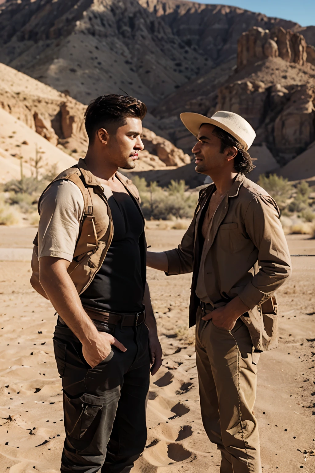 Man meets man in desert