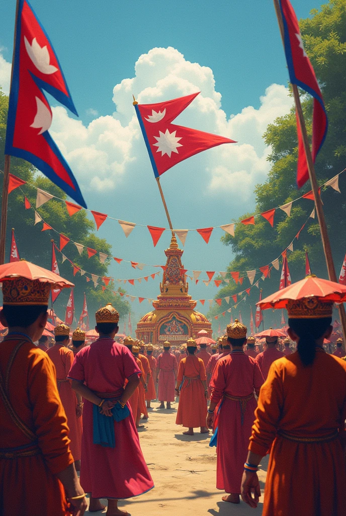 Nepali festival dashain, ping nepali flag ,kight tika and jamara