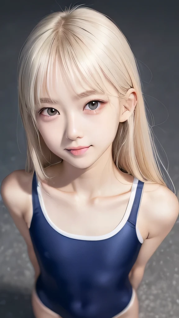 2girls,((from above:1.5)),((((sfw:1.5)))),((sfw:1.5)),((sfw:1.5)),((sfw:1.5)),((Upper Body:1.5)) Korean Asian ager Photos、((Beautiful and cute idol girl:1.5))、Platinum Blonde Hair、11yorow eyes:1.5)、(((Beautiful and cute idol girl:1.3))、silver Blonde Hair、14yo),Thace、Thin neck、((Slim body)),((skinny):1.5),((Flat chest:1.5)),((clavicle)),((Narrow eyes:1.5))、(Thin arms)、(Thin neck)、(Thin lips)、A small smile、Thin arms、(Dark blue school swimsuit:1.5),smile、Eyes in Love、