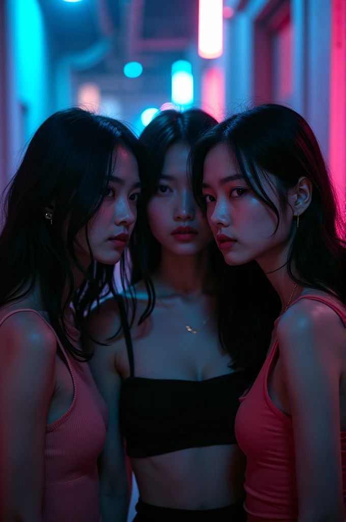 I'm taking photos for a new concept album. Create a girl group concept photo in the style of "The Reason Why"
