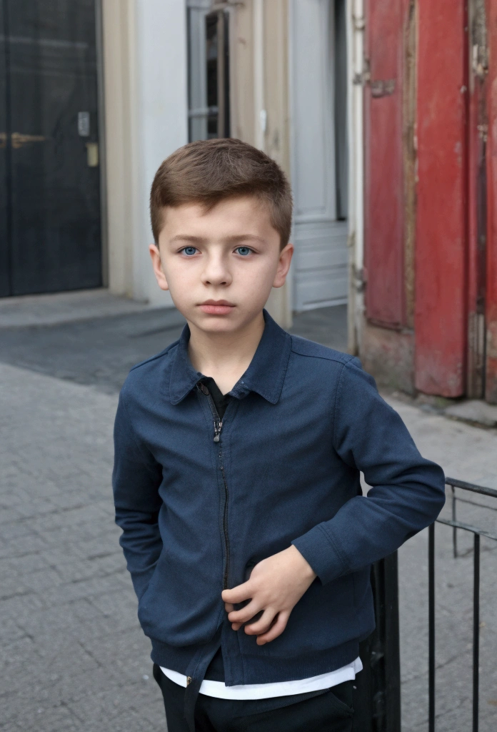 Russian boy against the street