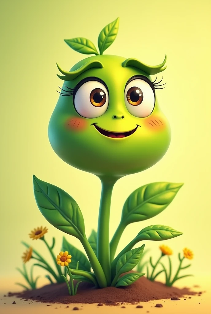 Cartoon rue plant with face
