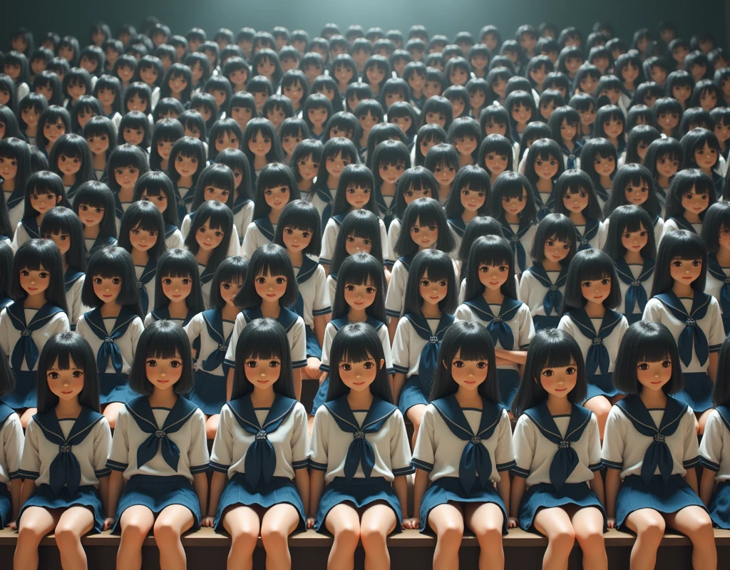 (((((Japanese Clone-girls=Myself))))), (((Super Best masterpiece Clone-girls Raw Photography Art))), (((16K, Highest quality, Ultra-high resolution, RAW Photos))), (((It's so unrealistic., With unparalleled depiction, With an unfathomable sight, An unprecedented and shocking worldview, Clone-girls: In a world of mass reproduction, Ultra-realistic))), (((Japanese Girls, ueto-aya, 26yo, Small face, Thick black hair, Short Hair, Dark Eyes, Mature face, Cute Smile, Smiling face, A gentle gaze, (((Very happy laughter)))))), (((Very beautiful detailed girls, Accurate body structure, Accurate body movements, Very detailed body, (((Super big breasts, Large bulge of ample breasts)))))), (((White short-sleeved shirt, I can see the cleavage, Emphasise the fullness of your breasts, Light blue pleated mini skirt, Dark blue socks, Black leather shoes))), ((((((((Very detailed, Myself cloning, Depiction of splitting oneself, 1Myself girl→1,000,000,000,000,000,000,000,000,000,000Myself cloning girls)))))))), (((((((Myself clone-girlsから, Myself keeps multiplying, (Very detailed and intricate, To the exact, Flawless, (((In the same female body,With the same face, With the same hairstyle, In the same clothes, At the same height, 同じSuper big breastsである))), In a detailed depiction), 1,000,000,000,000,000,000,000,000,000,000 people))))))), (((((Myself girls only))))), (((((1,000,000,000,000,000,000,000,000,000,000Myself girls))))), (((((Very detailed depiction, Multiple or more Myselves, Physical contact, Pleasant conversation, Holding hands, Hug, walk, Turn around, Shift your gaze))))), (((Very detailed, Extremely crowded, Body-to-body contact with no gaps))), (Bright and soft lighting), (((((Clear and accurate perspective depiction, super wide view, Ultra-wide field of view, Focus on the average value of the image))))), A crowd of Myself filling up the horizon