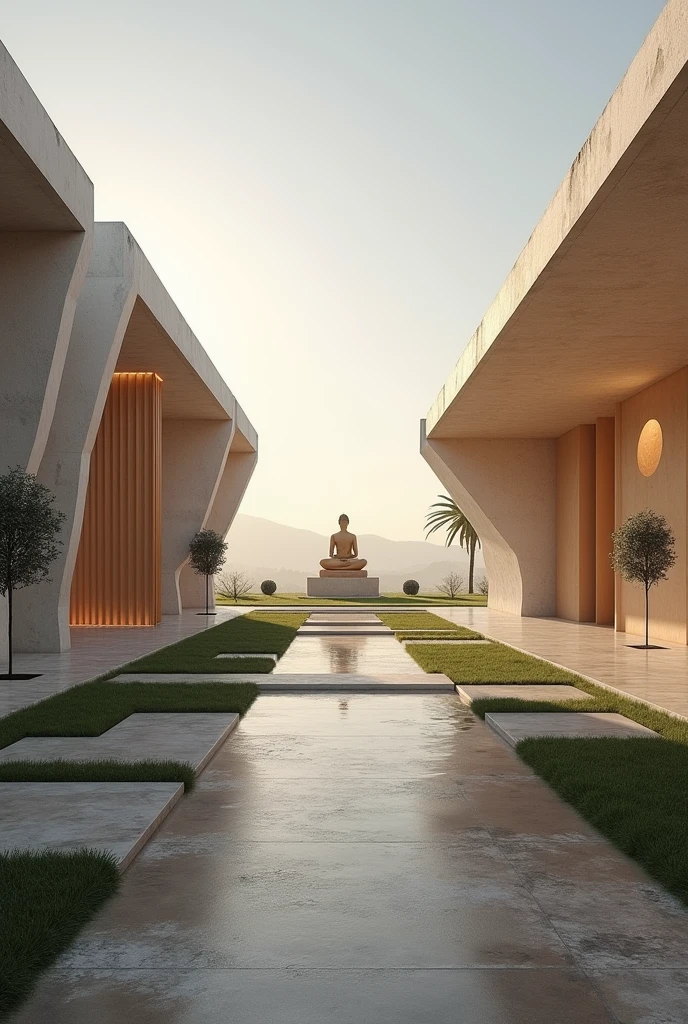 CREATE A SPIRITUAL PLACE IN CUZCO IN THE MIDDLE OF THE CITY WHERE THE PLACE TO BE LOCATED IS THE CUZCO AIRPORT THAT IS MINIMALIST