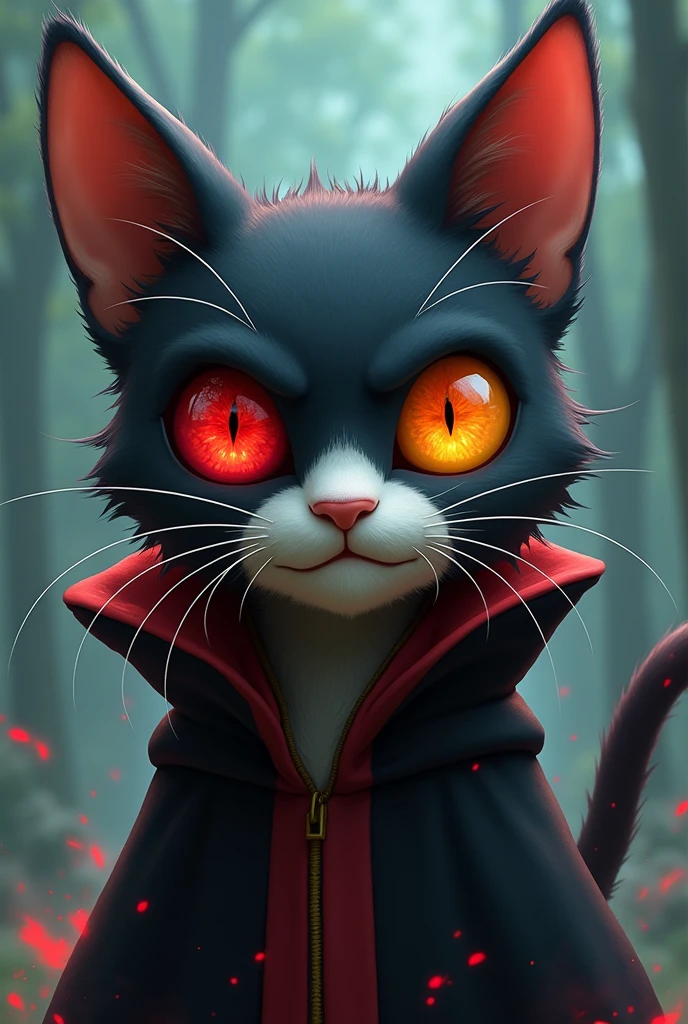 Jack from oggy and cockroach. His eyes is one saringan and second is renegan is were Madara clothes