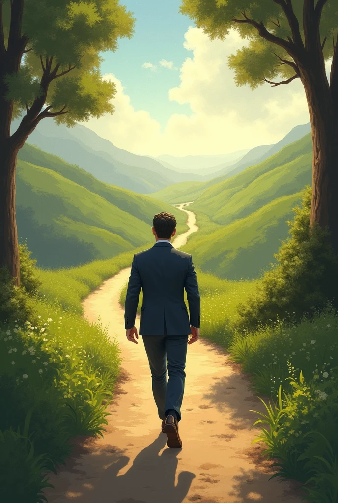 A hopeful adult following a path of success