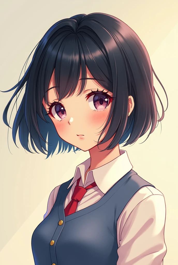 アニメ, cartoon rendering, illustration,2d, 2d digital art,Fine contour lines,high school girl,black hair, bangs