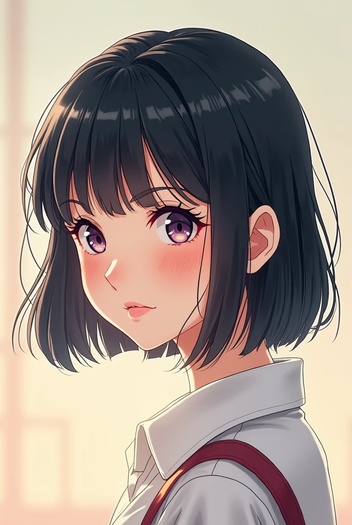 アニメ, cartoon rendering, illustration,2d, 2d digital art,Fine contour lines,high school girl,black hair, bangs