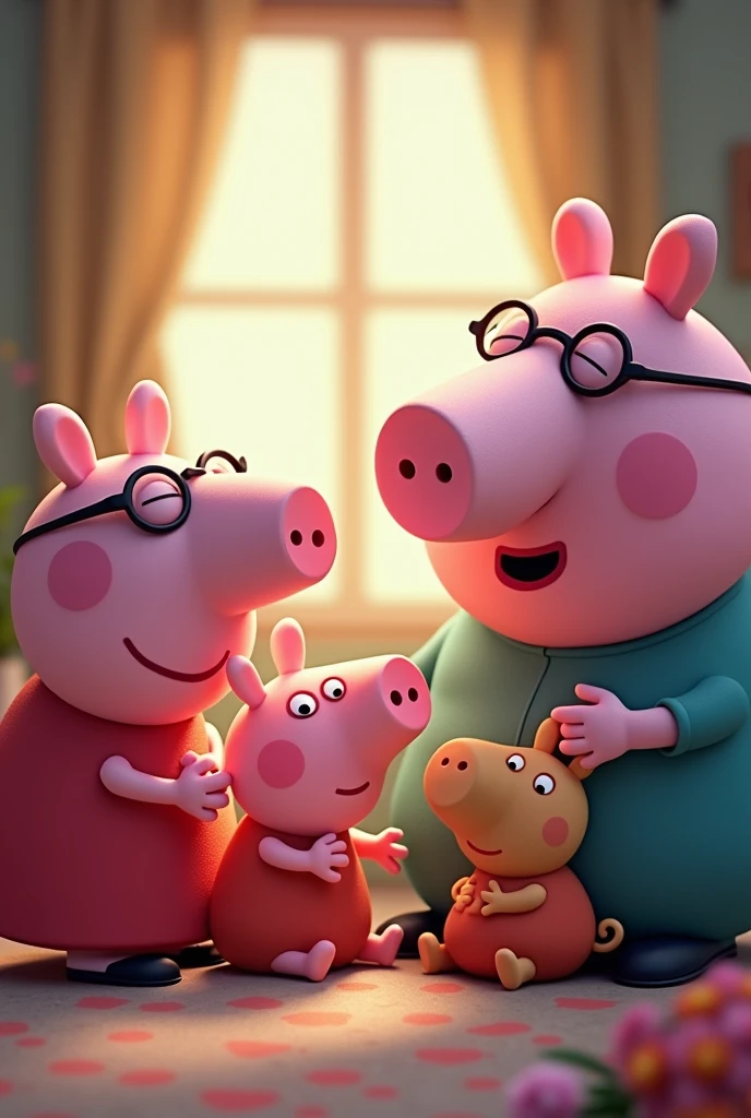 Peppa Pig praying with family 