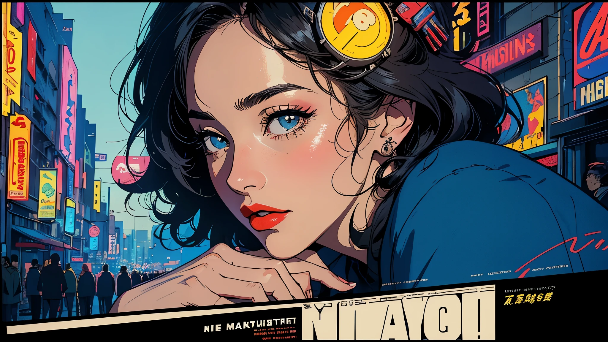 ((masterpiece, highest quality)), 32k wallpaper, very detailed, poster, vintage, 1960s,(((dramatic cinematic movie poster))), (bauhaus), shape,abstract, mid century modern,(vintage movie poster),Perfect Only Lady,1970's,(((portfolio,Close-up))),(((retro))),(anime),(((various angle))),bust up,((retro wave)),(synthwave),highlight, ((night city)), ((one woman)),(20 years old),((kind face))