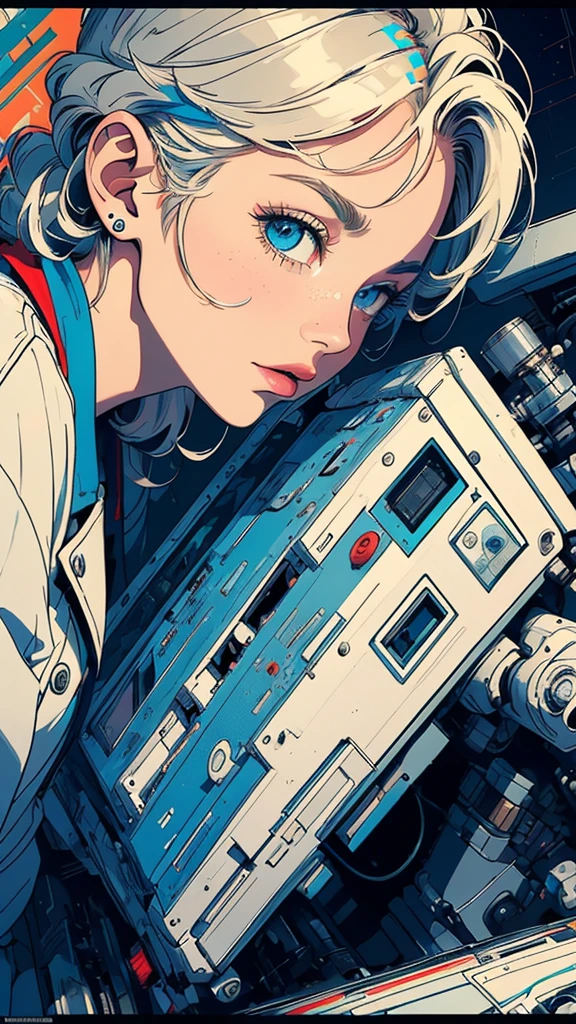(((masterpiece, highest quality))),(((solo:1.2))),(((1girl:1.2))),32k wallpaper, very detailed, poster, vintage science fiction,(((((geometric cinematic movie poster))))), (bauhaus), shape,(((abstract))),(mid century modern),movie poster,(((((portfolio))))),(((((Close-up))))),(((((bust up))))),((((more various angle)))),(((highlight))),Vast landscape,((((heterochromia)))),(((complete. detailed face))),(((Extremely talented))),(((most complecated machine))),unlimited colorful color scheme