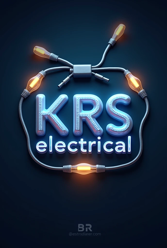 KRS Electrical logo writter by rounded electrical wires and glows Led bulbs and pin socket