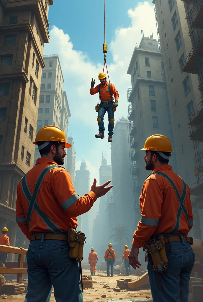 Alex immediately alerted their supervisor, "Hey, Jack's not tied off! He could fall!"