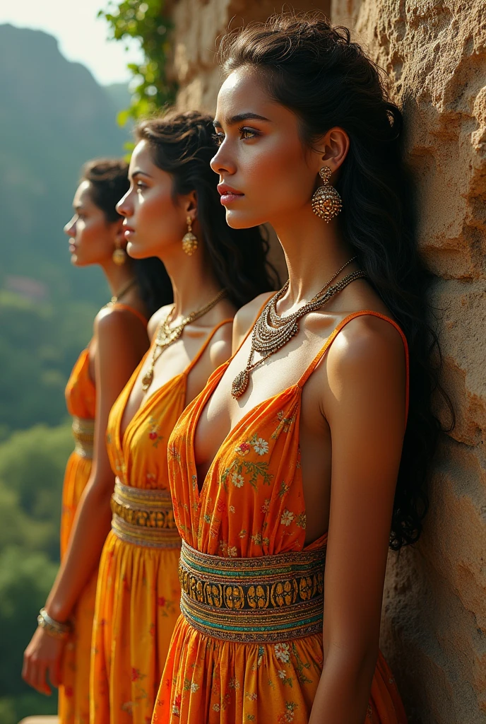 Sigiriya wall art beautiful women in real life gold mixed yellow skin as sigiriya pictures