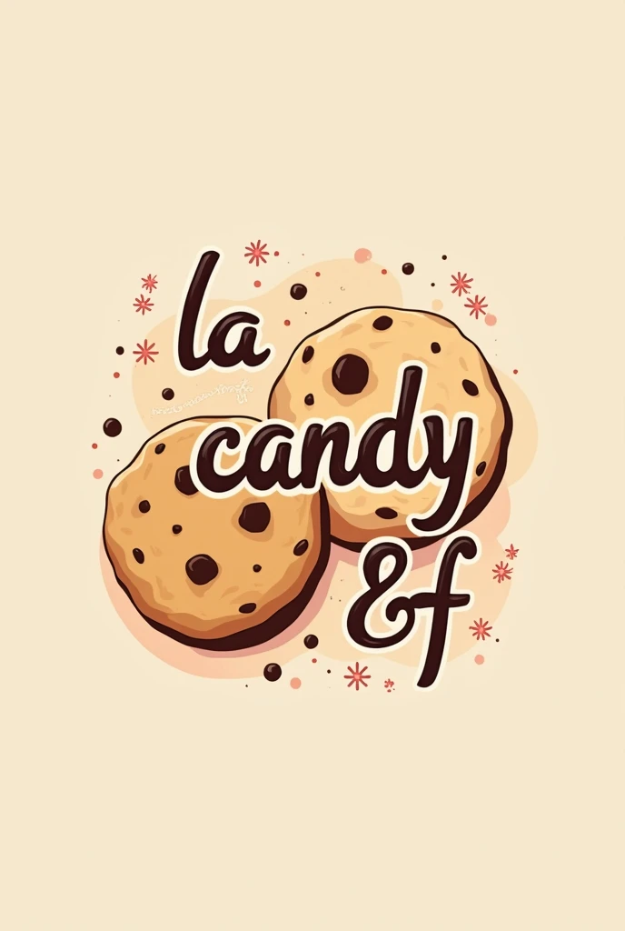 create a logo for a candy store with the central focus on cookies and the phrase "la Candy &F"