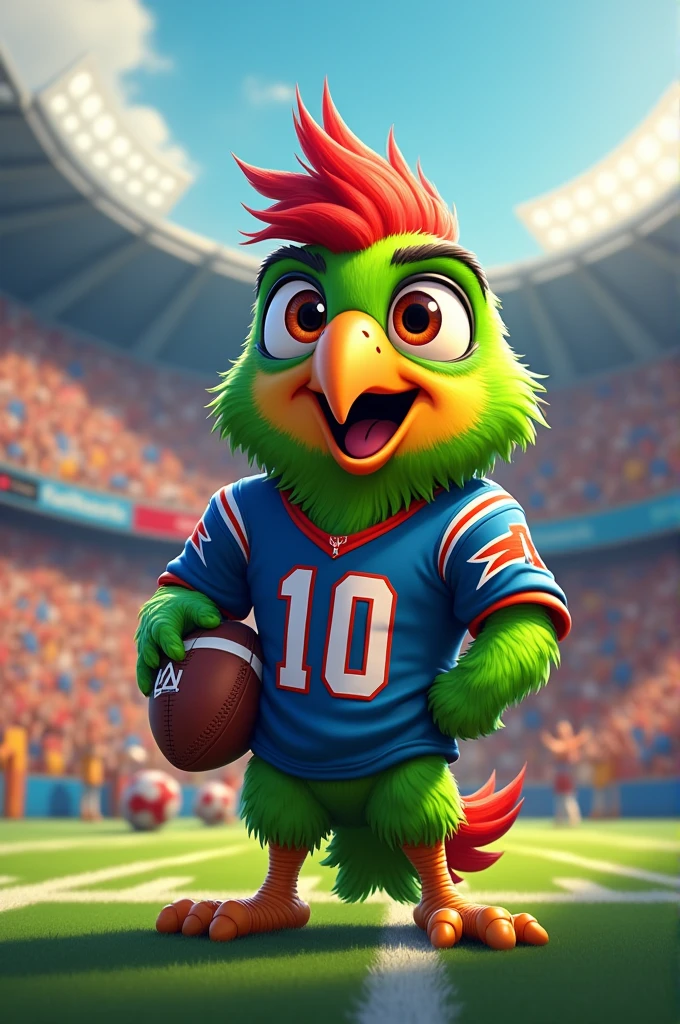 Parrot cartoon as a football mascot