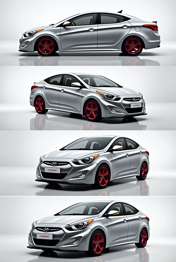 hyundai verna 2012 in silver color. sports look. all sides. red wheels