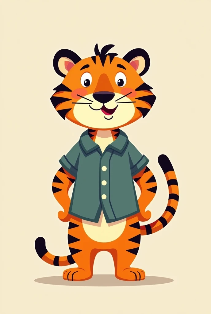 Give me a cartoon of a tiger in a shirt