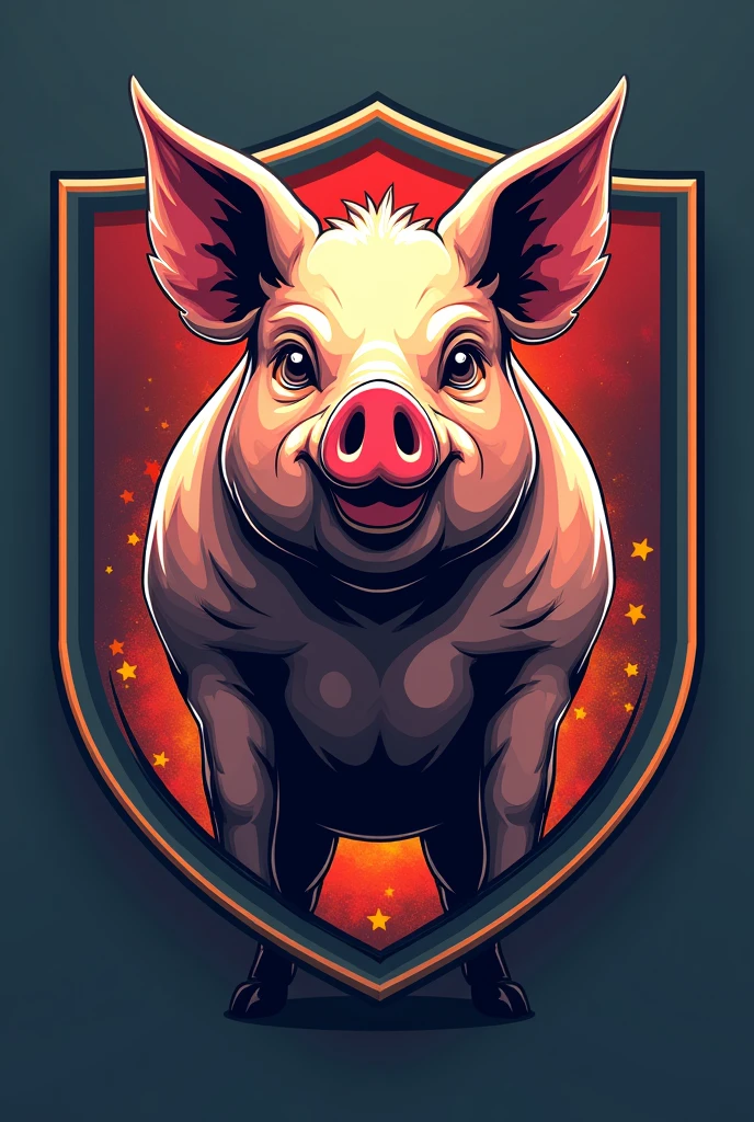 Create a football shield called Los Pepones FC that is a pig and that is so cool the shield and another one