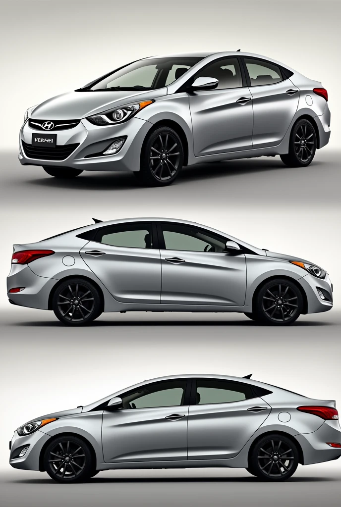 hyundai verna 2012 in silver color. sports look. all sides. black wheels 