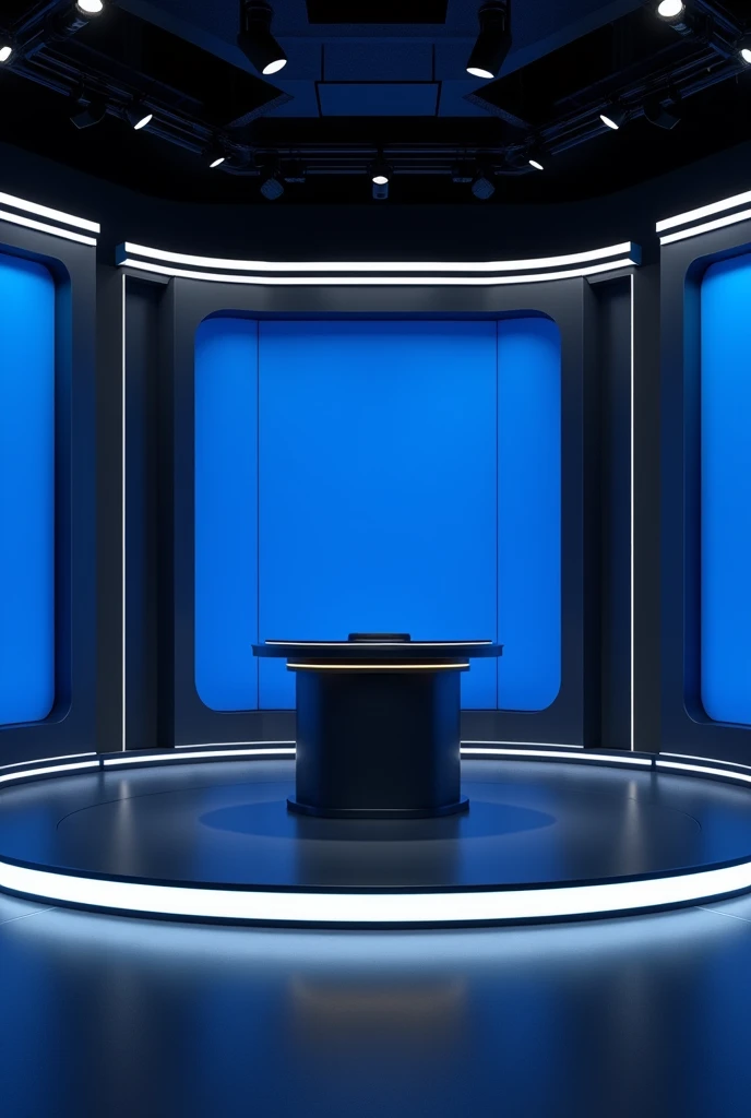 Professional mini TV studio in blue black