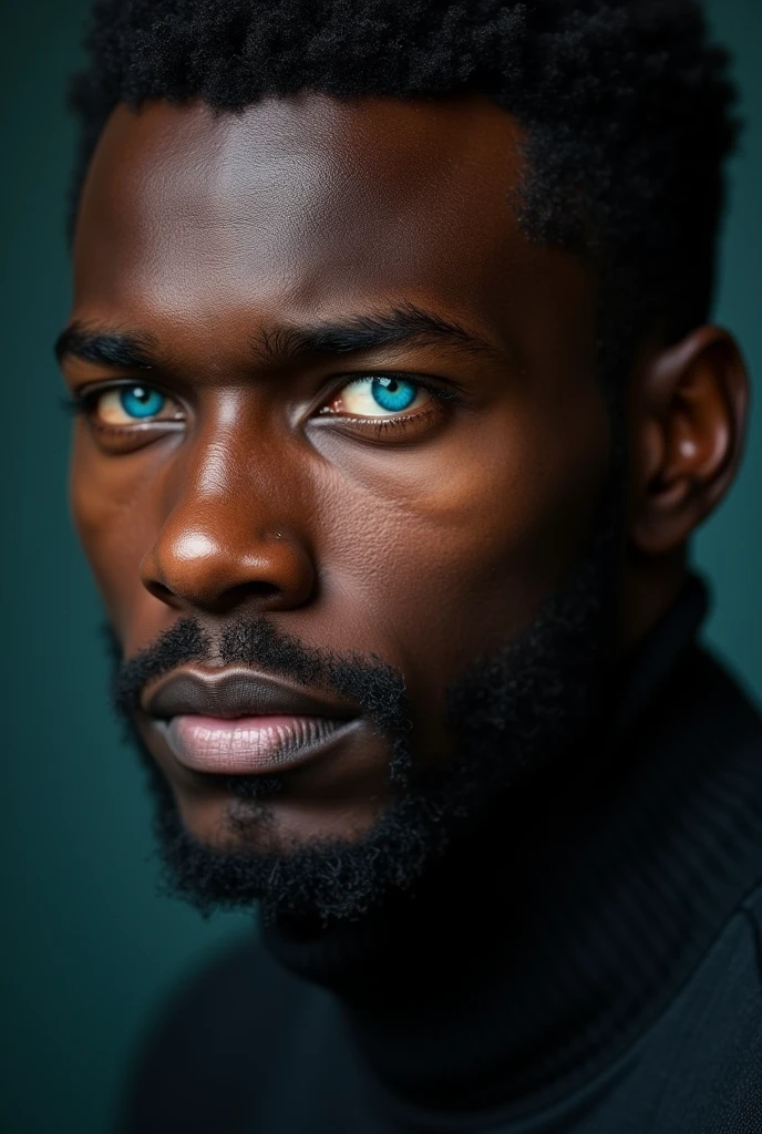 Handsome African Man, approximately 1, blue colored eyes 