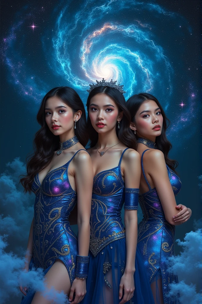 I'm taking photos for a new concept album. Create a girl group concept photo in the style of "Supernova"