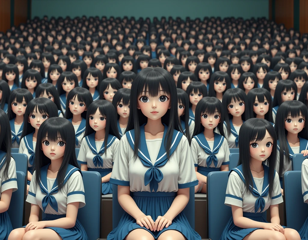 (Japanese Clone-girls=Myself), (Super Best masterpiece Clone-girls Raw Photography Art), (16K, Highest quality, Ultra-high resolution, RAW Photos), (It&#39;s so unrealistic., With unparalleled depiction, With an unfathomable sight, An unprecedented and shocking worldview, Clone-girls: In a world of mass reproduction, Ultra-realistic), (Japanese Girls, 16yo, Small face, Thick black hair, long hair, Dark Eyes, Mature face, Cute Smile, Smiling face, A gentle gaze, Very pleasant look), (Very beautiful detailed girls, Accurate body structure, Accurate body movements, Very detailed body, (Super big breasts, Large bulge of ample breasts)), ((Schoolgirl uniform, Short sleeve, mini skirt, Emphasise the fullness of your breasts)), (Very detailed, Myself cloning, Depiction of splitting oneself, 1Myself girl→1,000,000,000,000,000,000,000,000,000,000Myself cloning girls), (Myself clone girlsは, With the same perfect appearance without any difference, to multiply in large numbers), (Very detailed depiction, Myself&#39;s multiplying female body, In the same female body,With the same face, With the same hairstyle, In the same clothes, At the same height, 同じSuper big breastsで, The same female body that is completely indistinguishable, 1,000,000,000,000,000,000,000,000,000,000 people), (Myself girls only), (Academy, academic level, Commemorative photo depiction, Tiered stage photography, Happy smile, Front view)