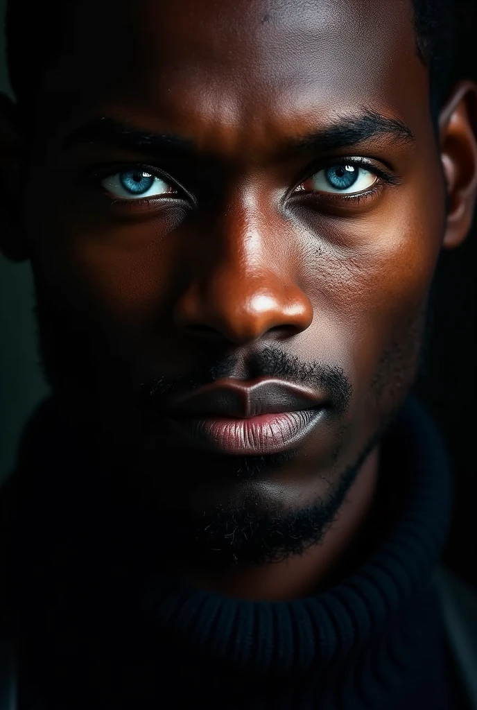 Handsome African Man, approximately 1, blue colored eyes